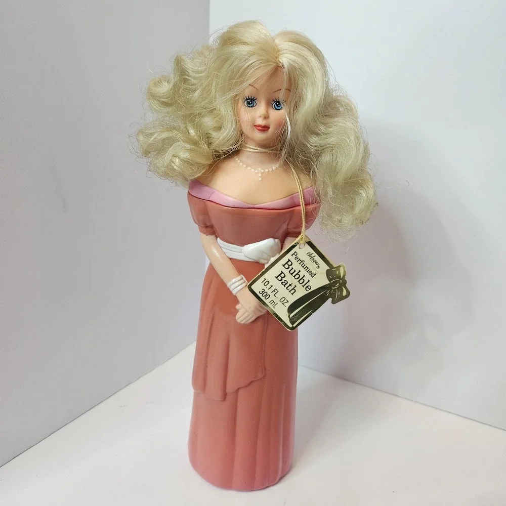 VTG Belcam Bubble Bath Soap Bottle Doll Body Pink Dress Blonde Empty Collectable